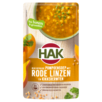 Hak Pompoensoep rode linzen, kikkererwten