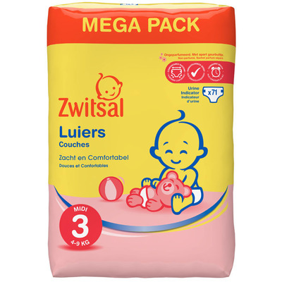 Zwitsal Luiers midi 3 mega pack