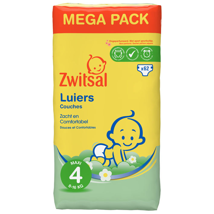 Zwitsal Luiers maxi maat 4 megapack