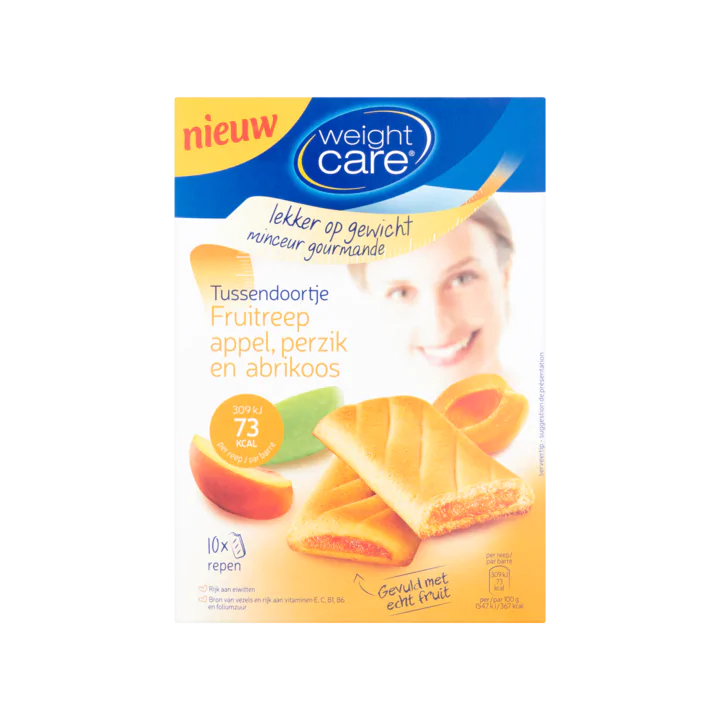 Weight Care Tussendoortje Fruitreep Appel Perzik en Abrikoos