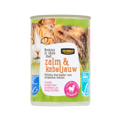 Huismerk Brokjes in Saus met Zalm & Kabeljauw