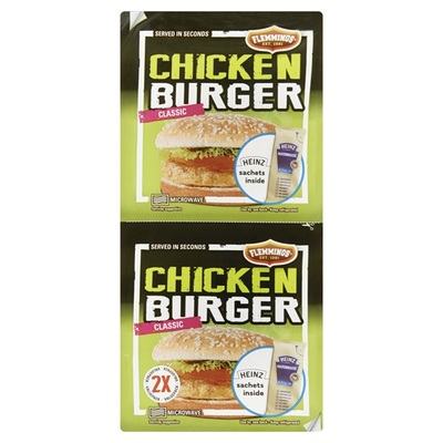 Flemmings Flemmings chickenburger heinz 2 stuks