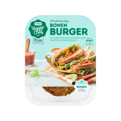 Huismerk Veggie Chef 100% Plantaardige Bonen Burger
