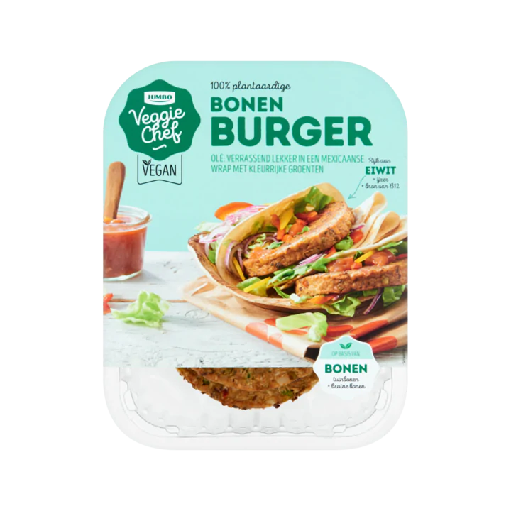 Huismerk Veggie Chef 100% Plantaardige Bonen Burger