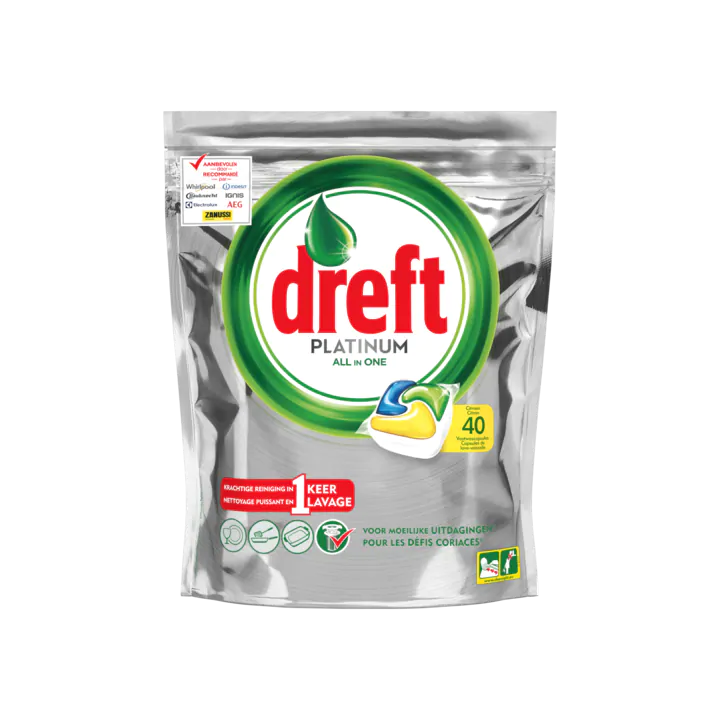 Dreft Platinum Vaatwastabletten Citroen 40 Capsules