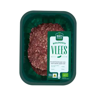 Huismerk Biologisch Vlees Runderhamburger Zeezout Zwarte Peper 2 Stuks