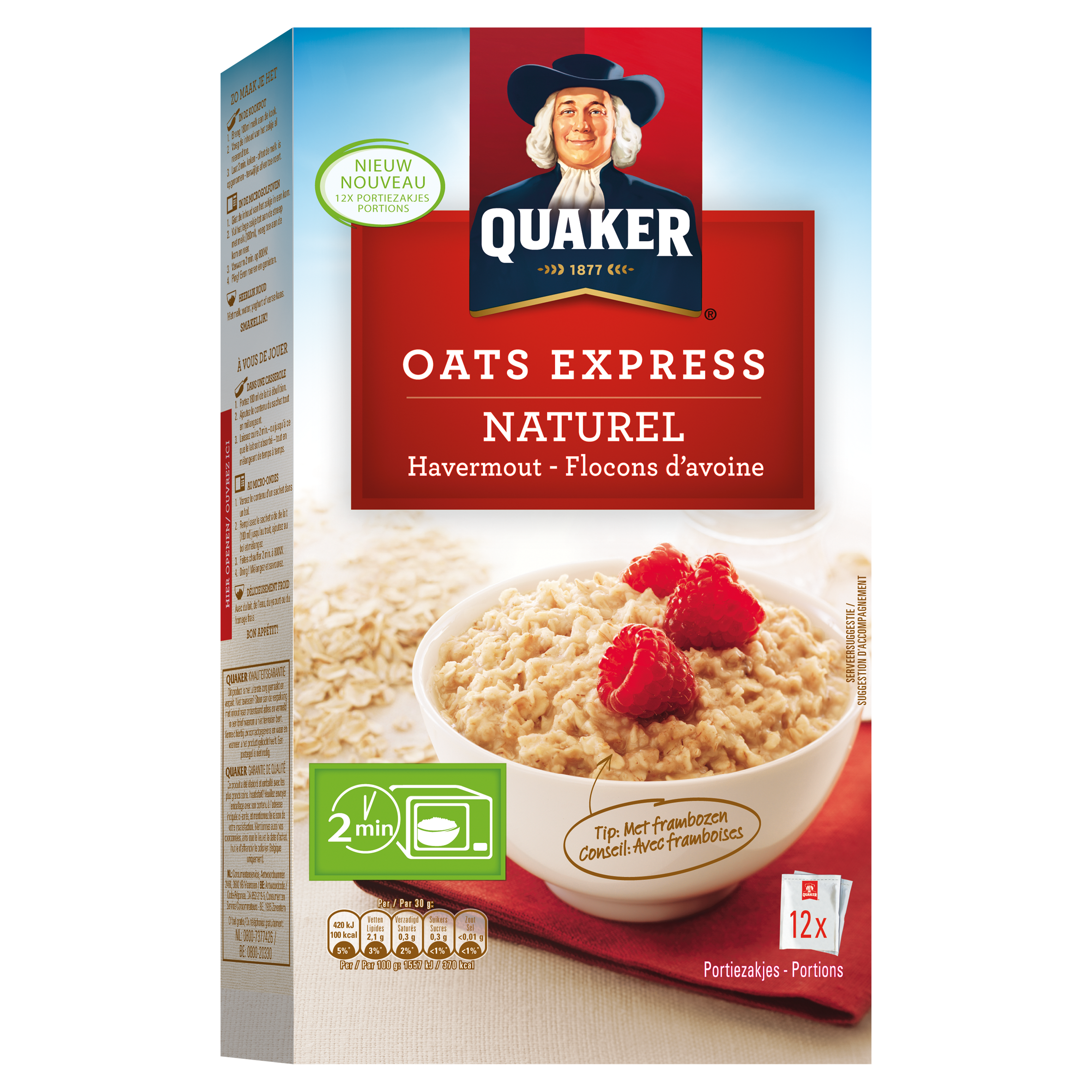 Quaker Havermout Naturel 12 x 27 gr