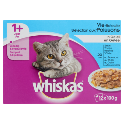 Whiskas Vis Selectie in Gelei 1+ Jaar 12 x 100 g