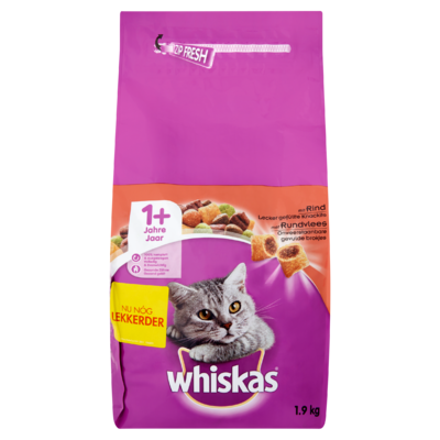 Whiskas Onweerstaanbare Gevulde Brokjes met Rund 1+ Jaar 1,9 kg