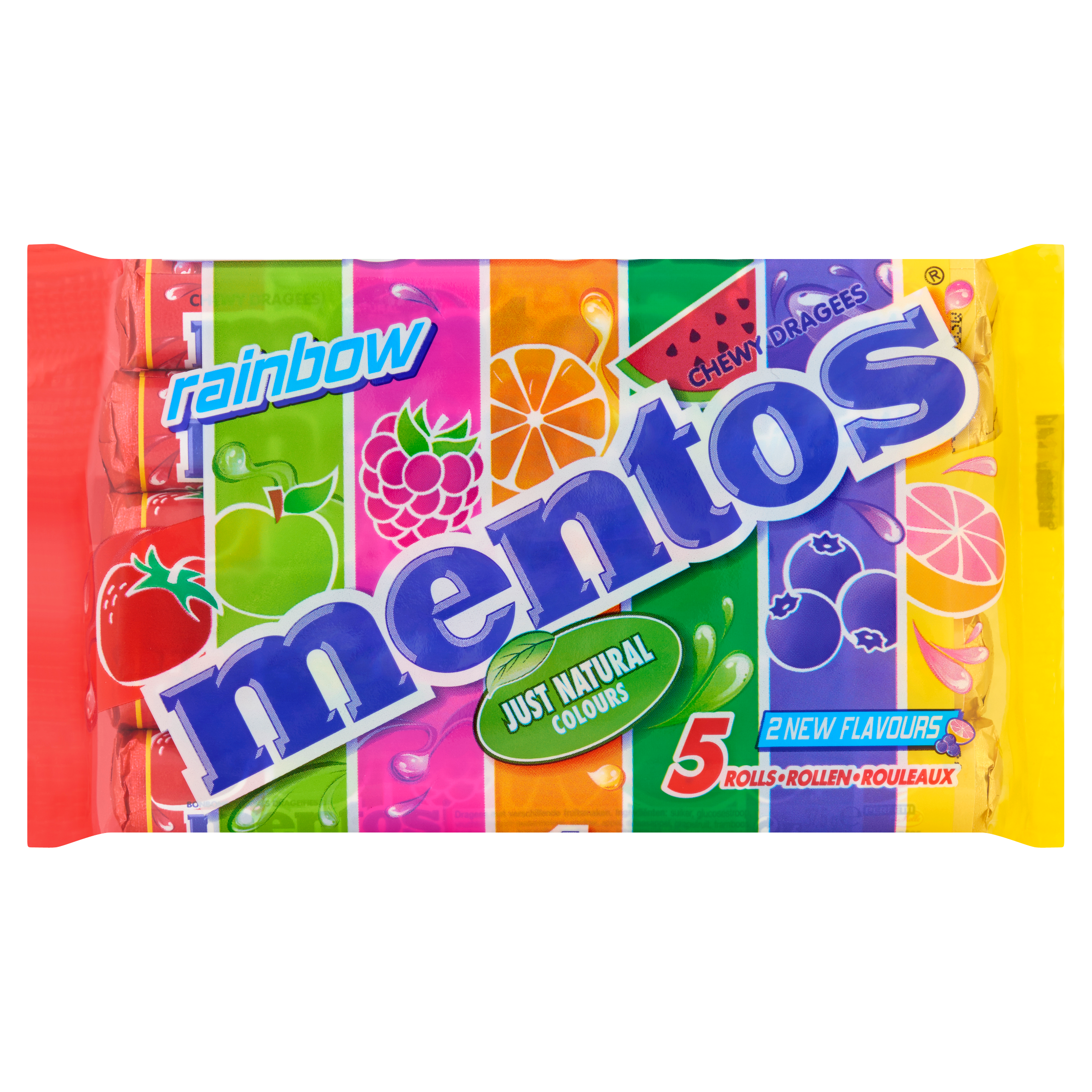 Mentos Chewy Dragees Rainbow Rollen 5 x 37,5 g