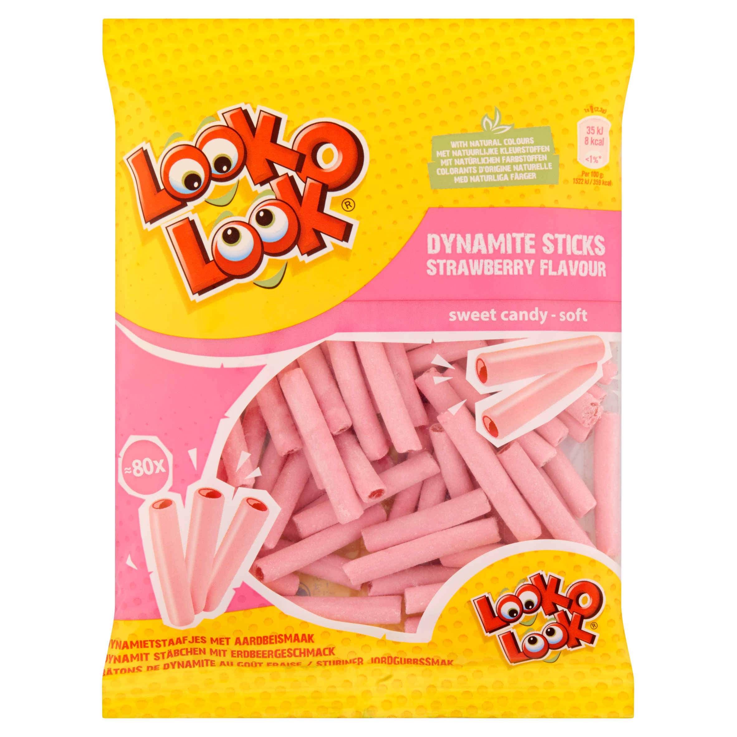Look-O-Look Dynamietstaafjes met Aardbeismaak 80 Stuks 185 g