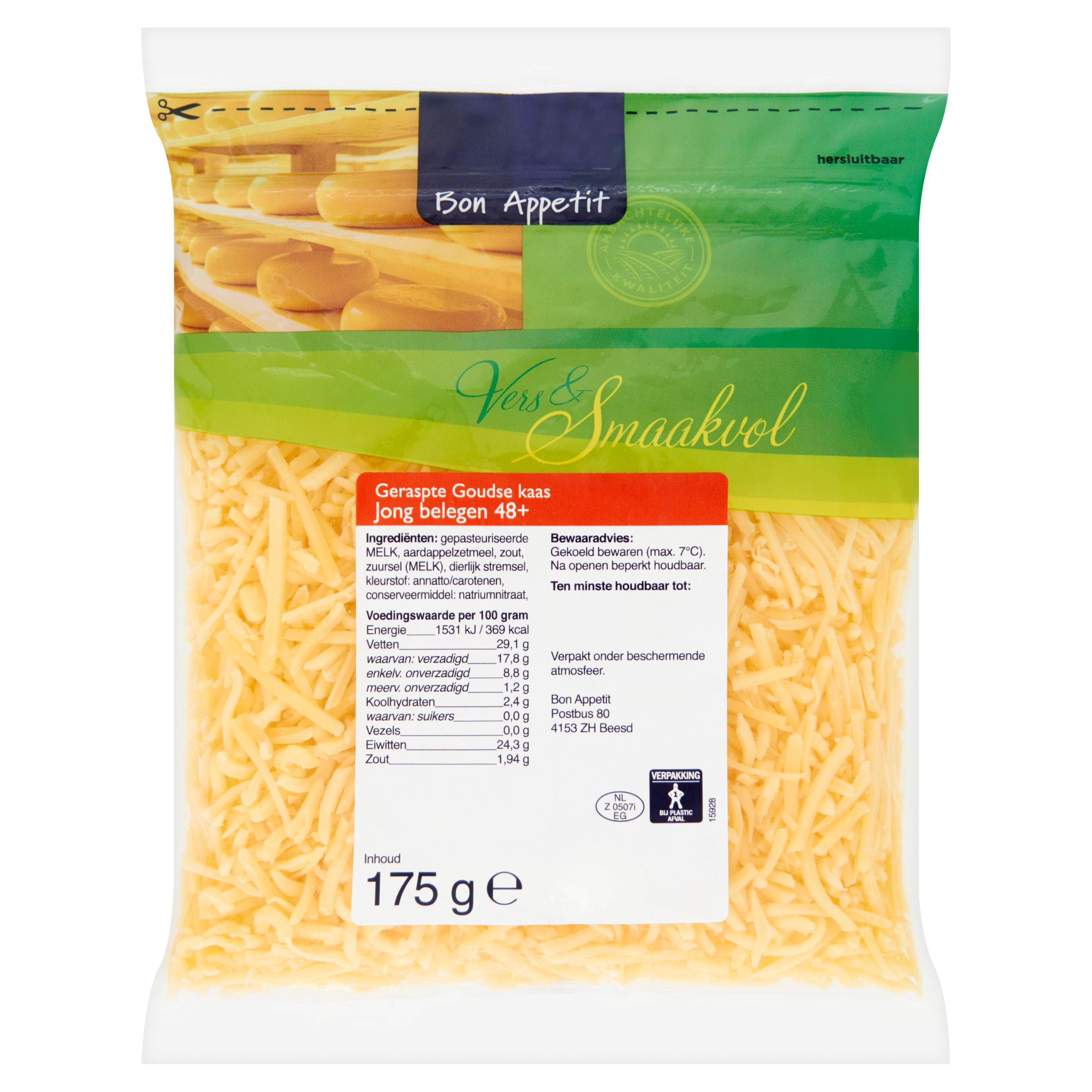 Bon Appetit Geraspte Goudse Kaas Jong Belegen 48+ 175 g