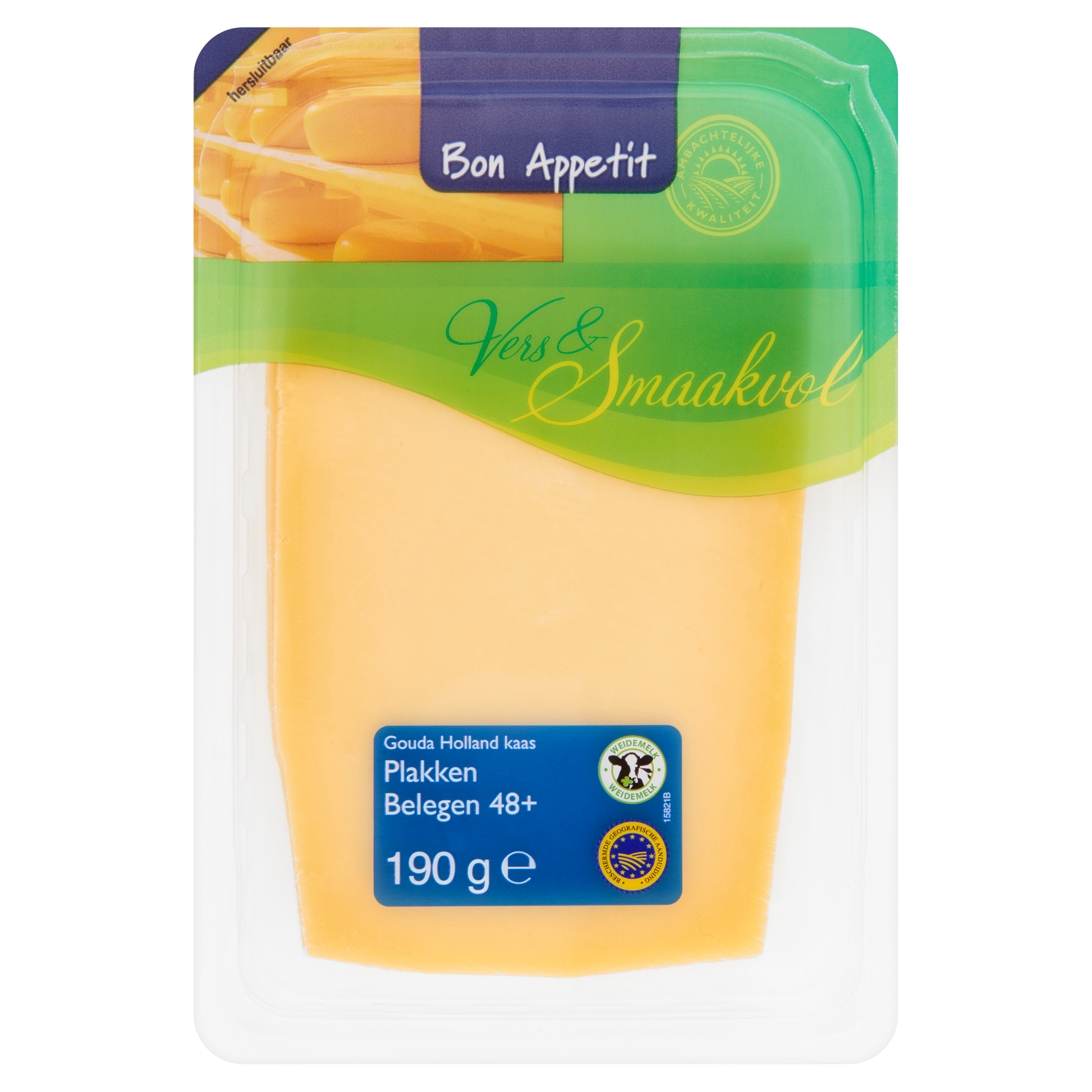 Bon Appetit Gouda Holland Kaas Belegen 48+ Plakken 190 g