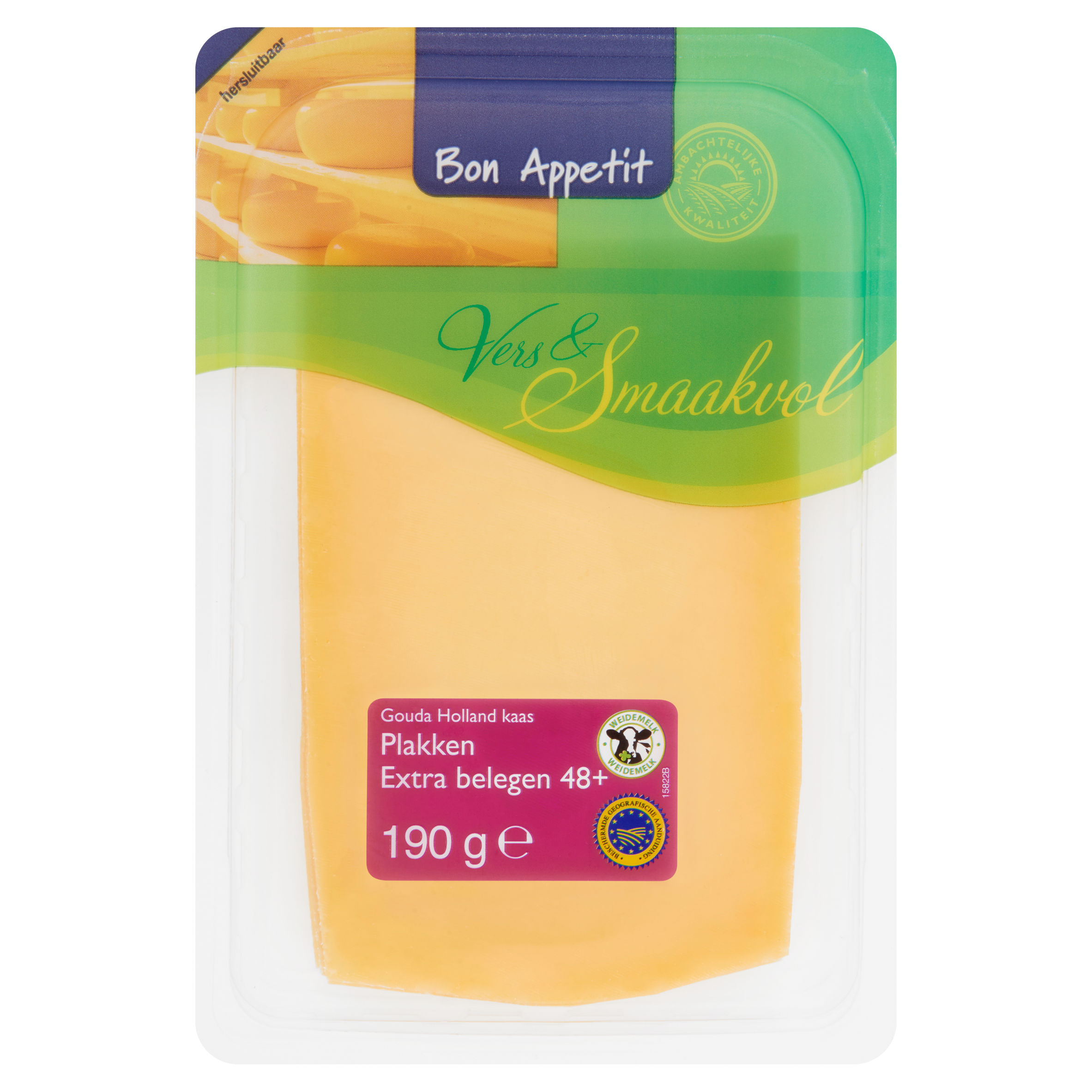Bon Appetit Gouda Holland Kaas Extra Belegen 48+ Plakken 190 g