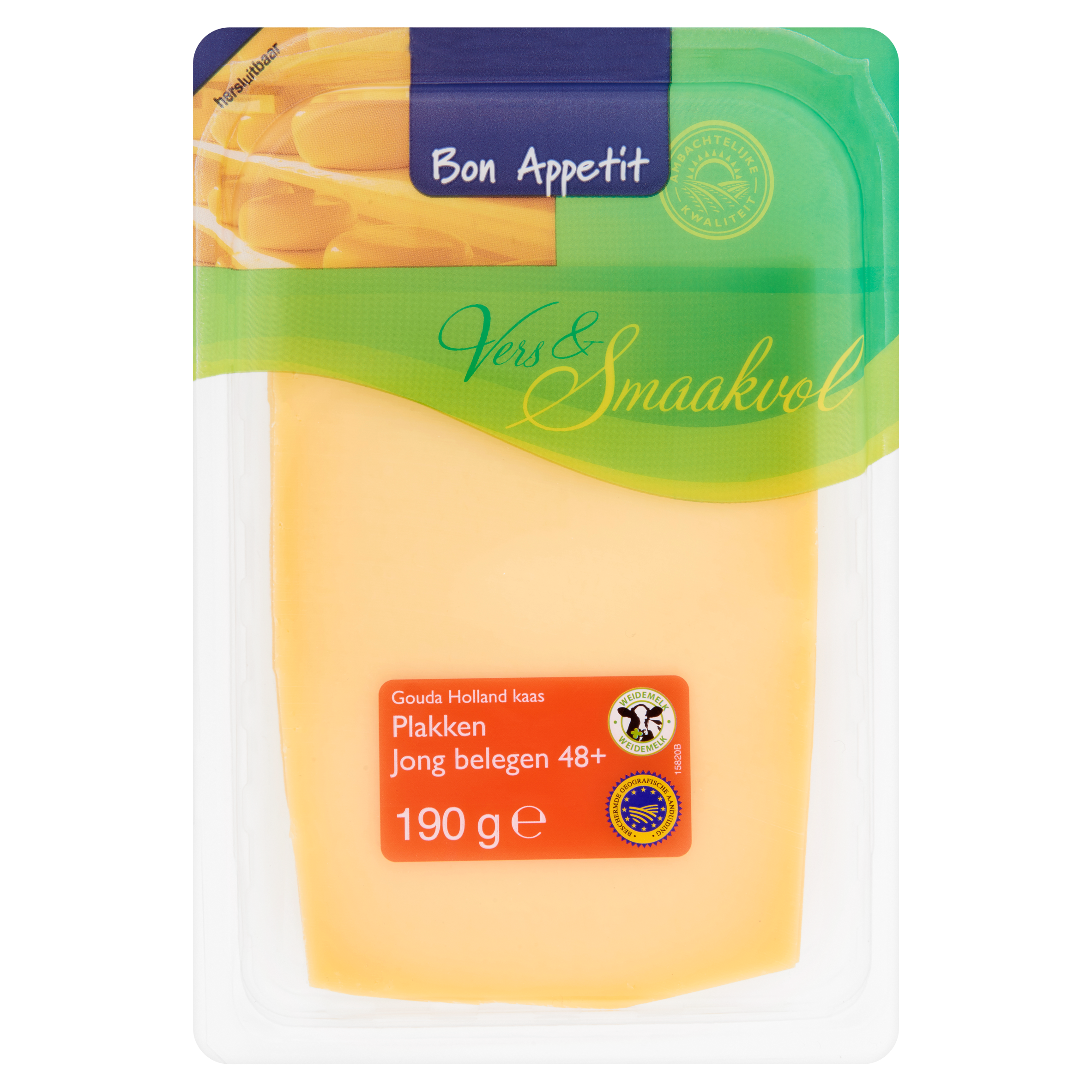 Bon Appetit Gouda Holland Kaas Jong Belegen 48+ Plakken 190 g
