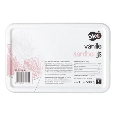 Budget Huismerk IJs met Vanille- en Aardbeismaak 500 g