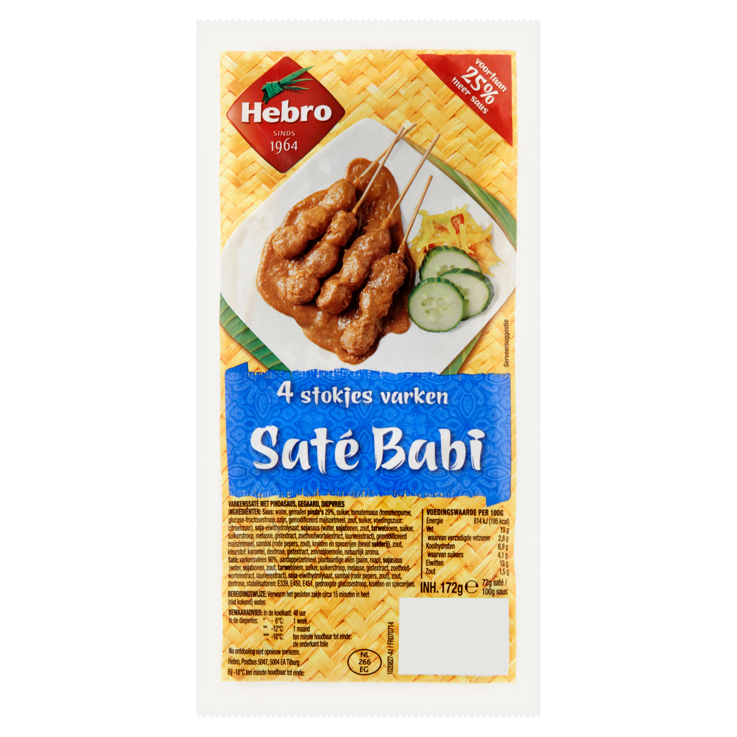 Hebro Saté Babi 4 Stokjes Varken 172 g