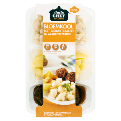 Huismerk Bloemkool aardappelen met gehaktbal