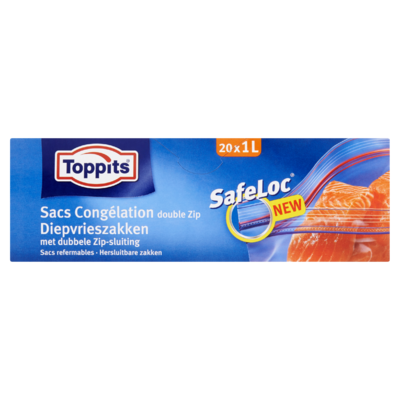 Toppits SafeLoc Diepvrieszakken met Dubbele Zip-Sluiting 20 x 1 L