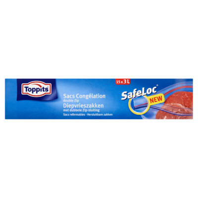 Toppits SafeLoc Diepvrieszakken met Dubbele Zip-Sluiting 15 x 3 L
