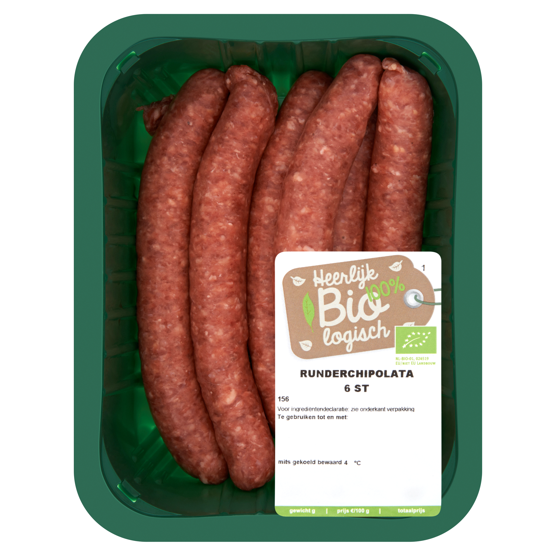 Biologisch Runder Chipolata Worstjes 6 Stuks