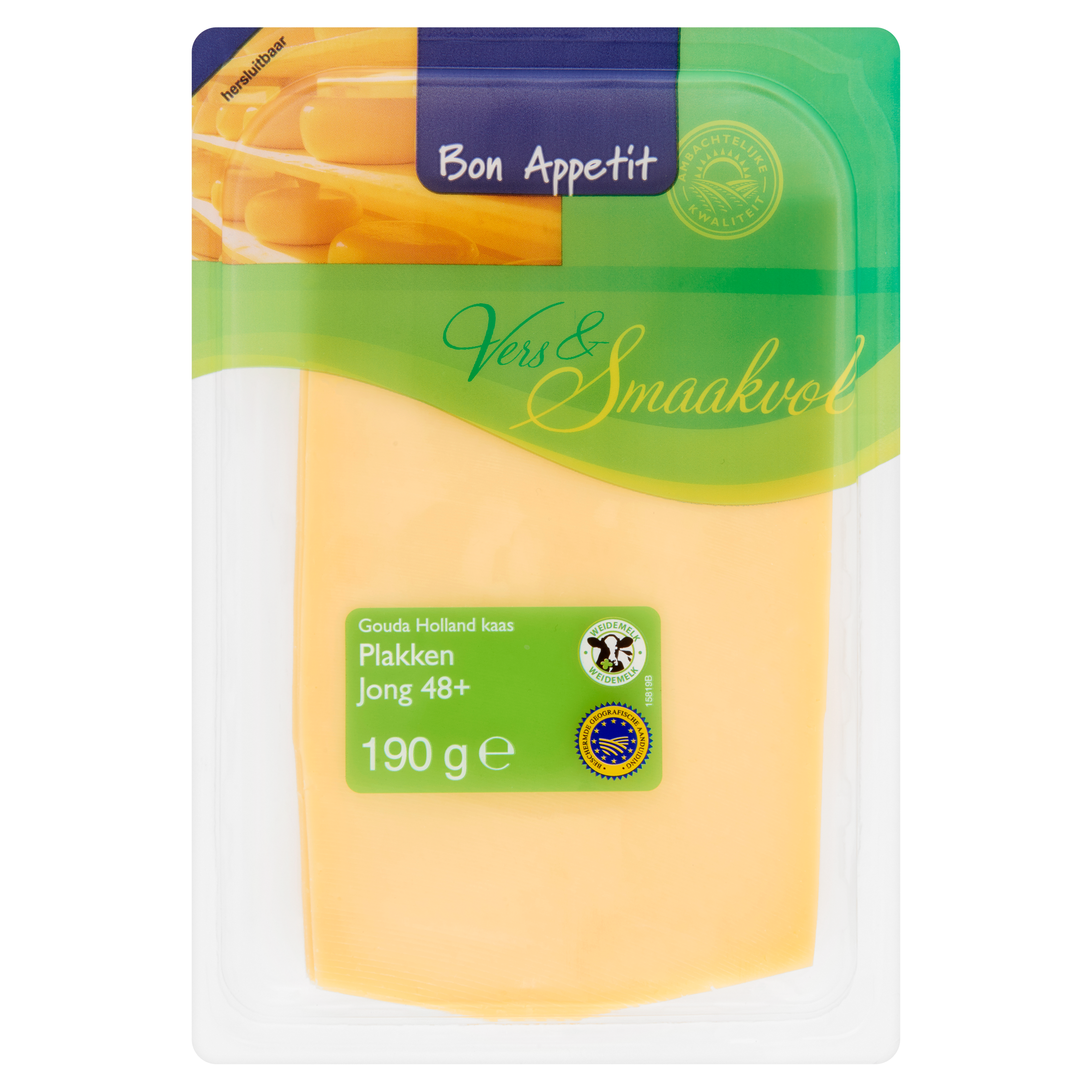 Bon Appetit Gouda Holland Kaas Jong 48+ Plakken 190 g
