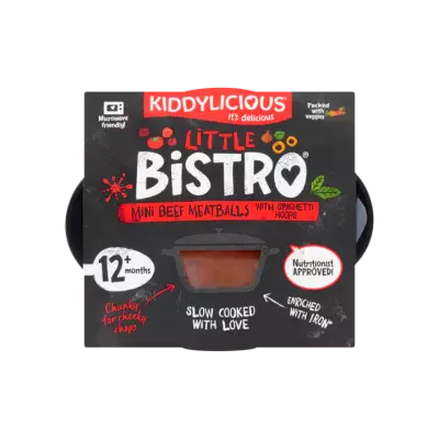 Kiddylicious Little Bistro Mini Gehaktballetjes met Spaghettiringetjes 12+ Maanden