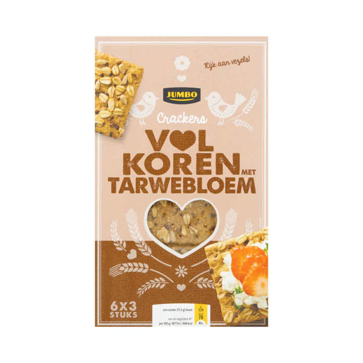 Huismerk Crackers Volkoren met Tarwebloem 18 Stuks