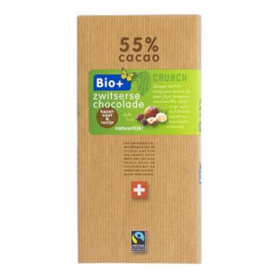 Bio+ Zwitserse chocolade puur hazelnoot roz