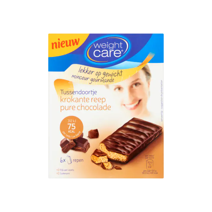 Weight Care Tussendoortje Krokante Reep Pure Chocolade