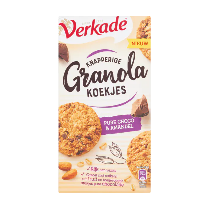 Verkade Knapperige Granola Koekjes Pure Choco & Amandel