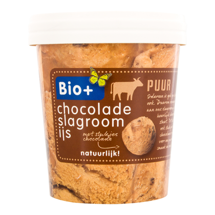 Bio+ Slagroomijs met stukjes chocolade