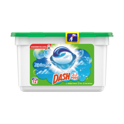 Dash 3 in 1 Pods Alpine 12 Wasbeurten Gebruiksvriendelijk