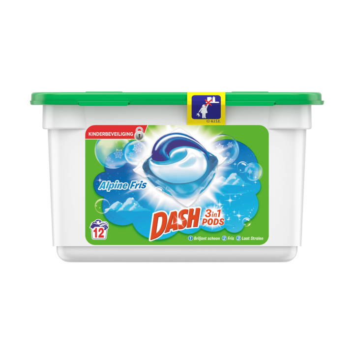 Dash 3 in 1 Pods Alpine 12 Wasbeurten Gebruiksvriendelijk