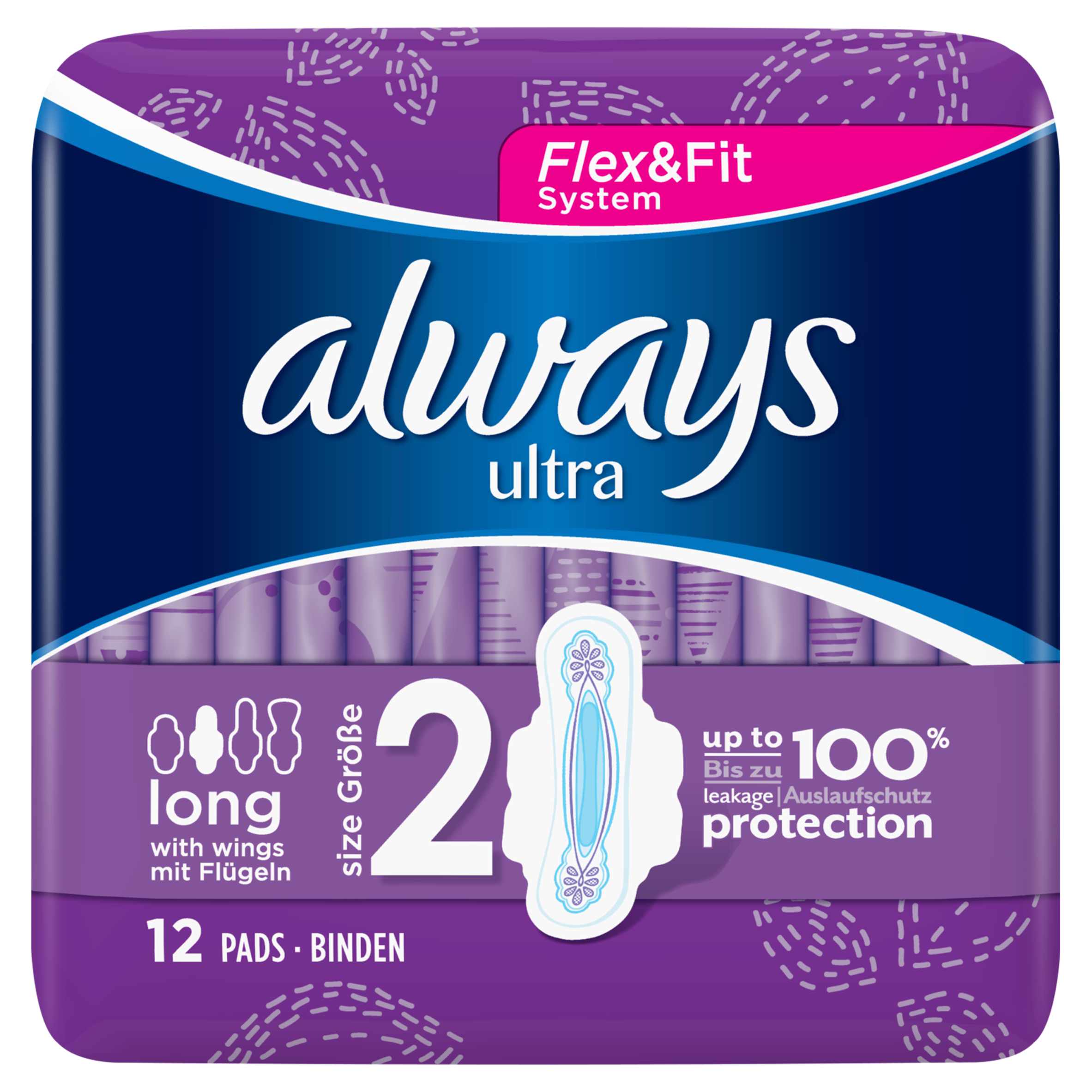 Always Ultra Long (Maat 2) Maandverband Met Vleugels x12