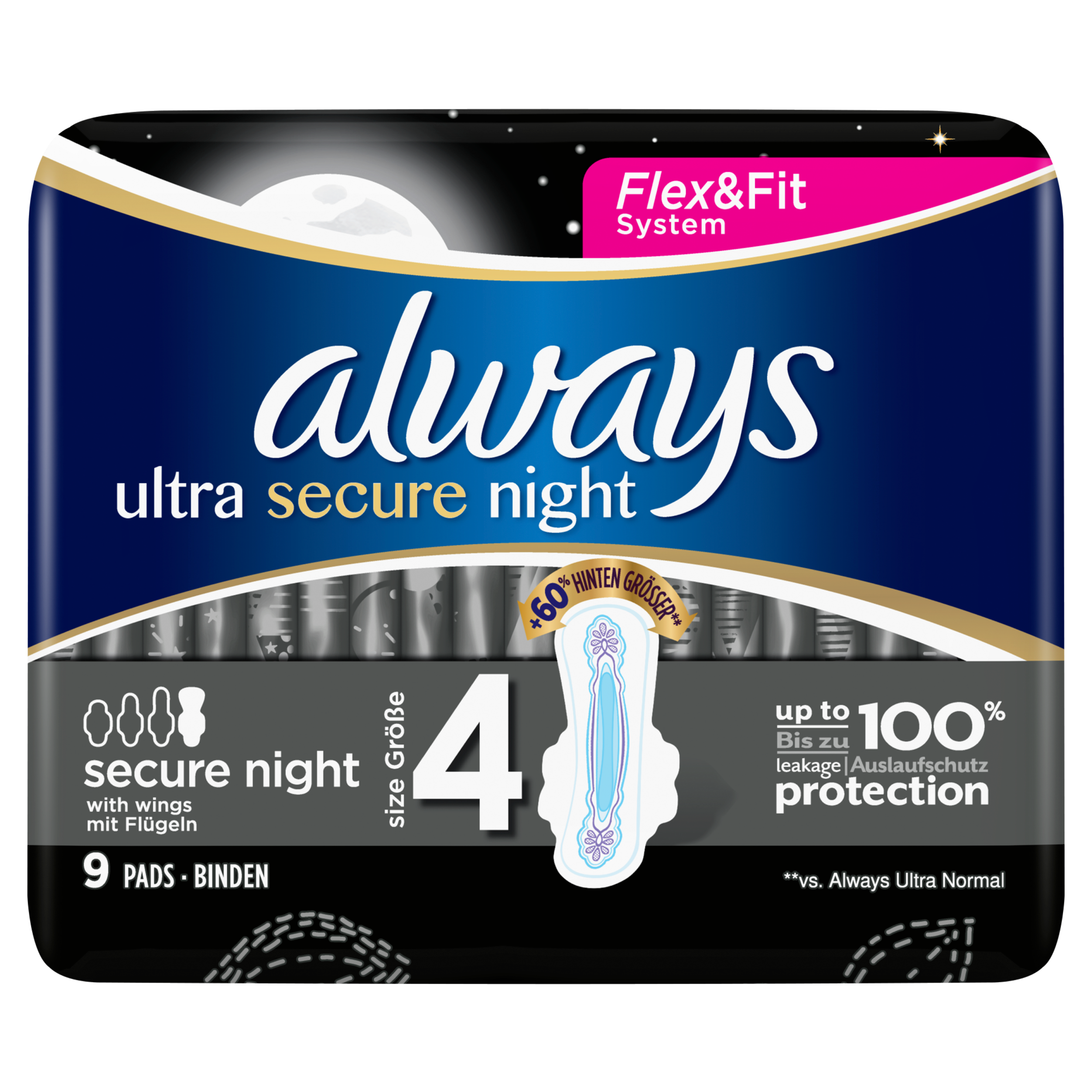 Always Ultra Secure Night (Maat 4) Maandverband Vleugels x9
