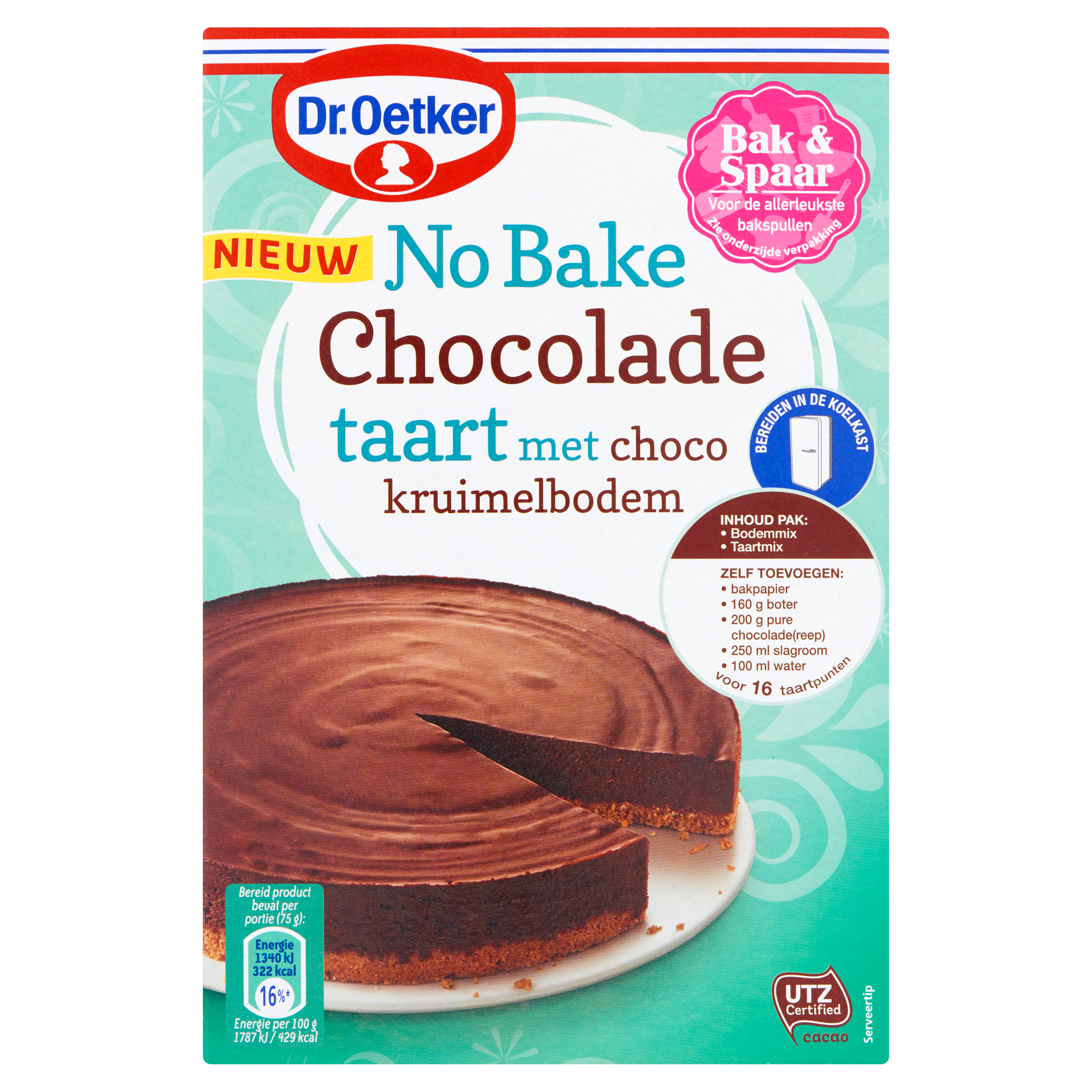Dr. Oetker No Bake Chocolade Taart met Choco Kruimelbodem 450 g