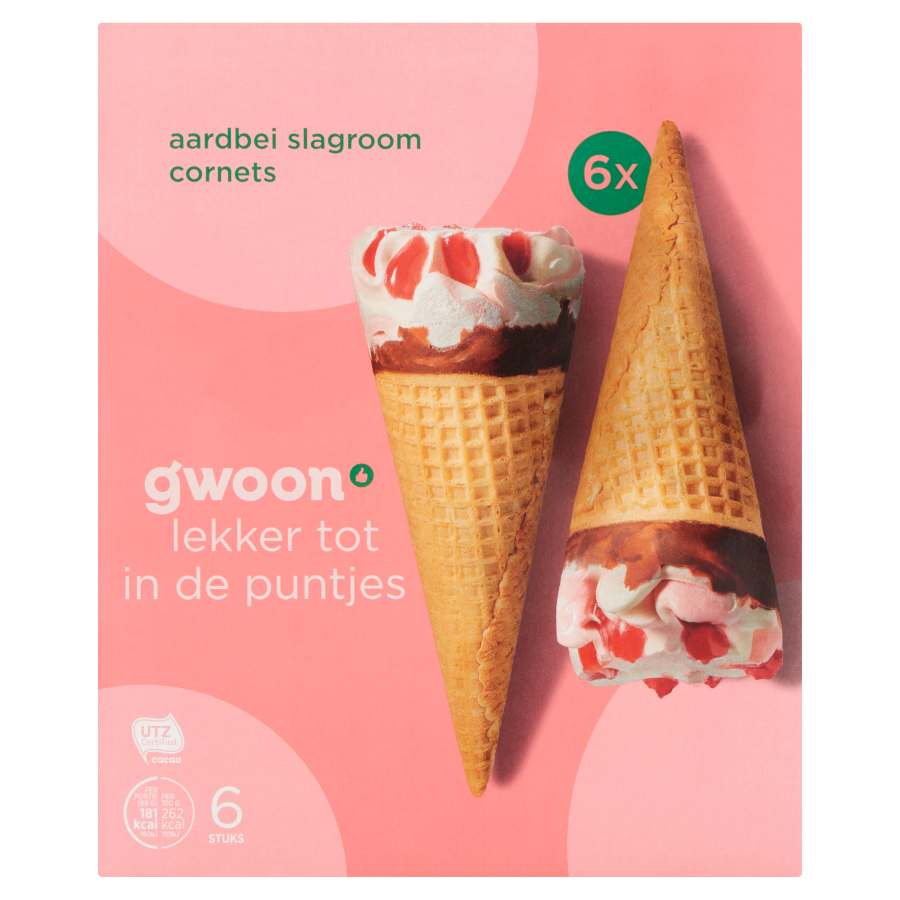 Huismerk Aardbei slagroom cornets