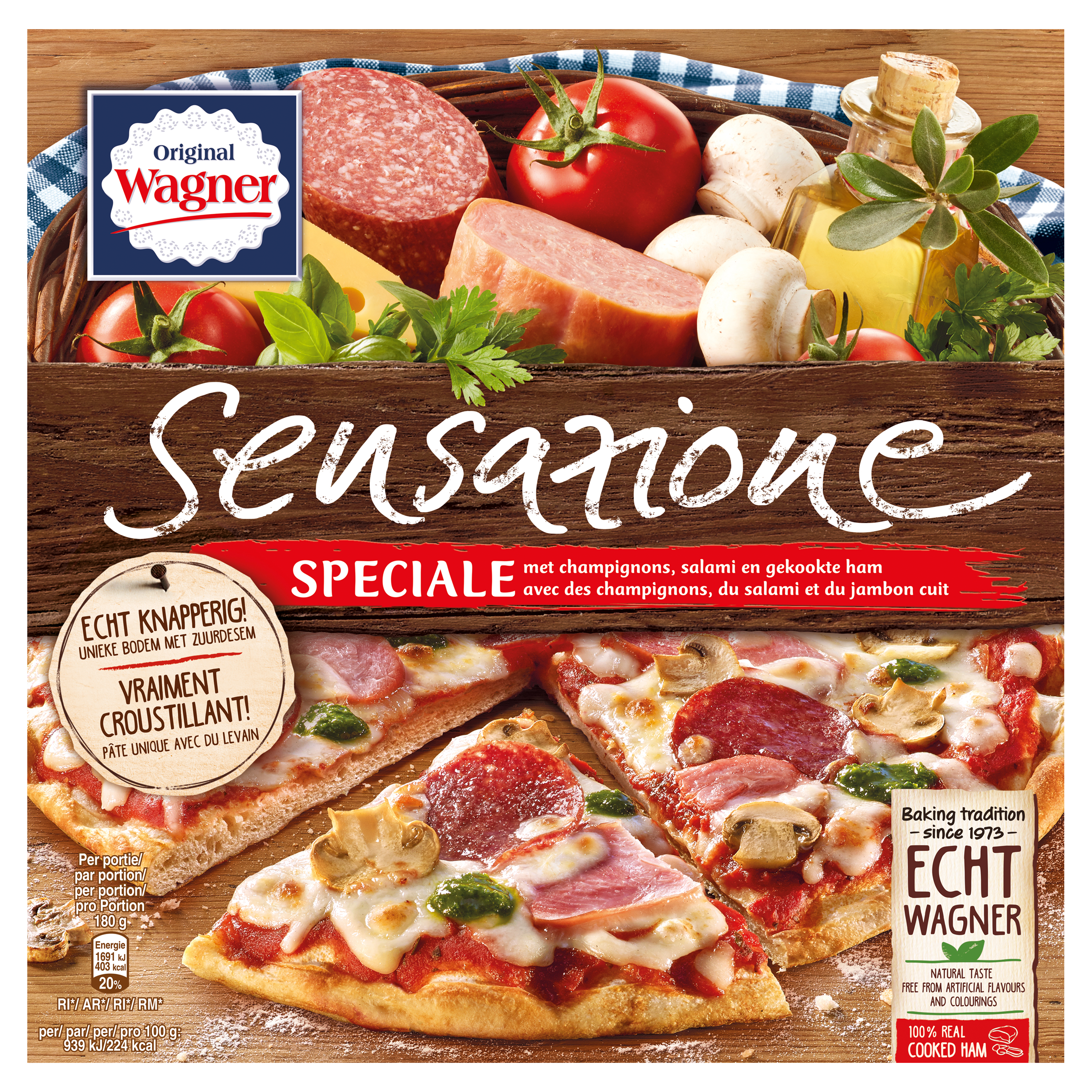 Original Wagner Sensazione Speciale met Champignons, Salami en Gekookte Ham 360 g