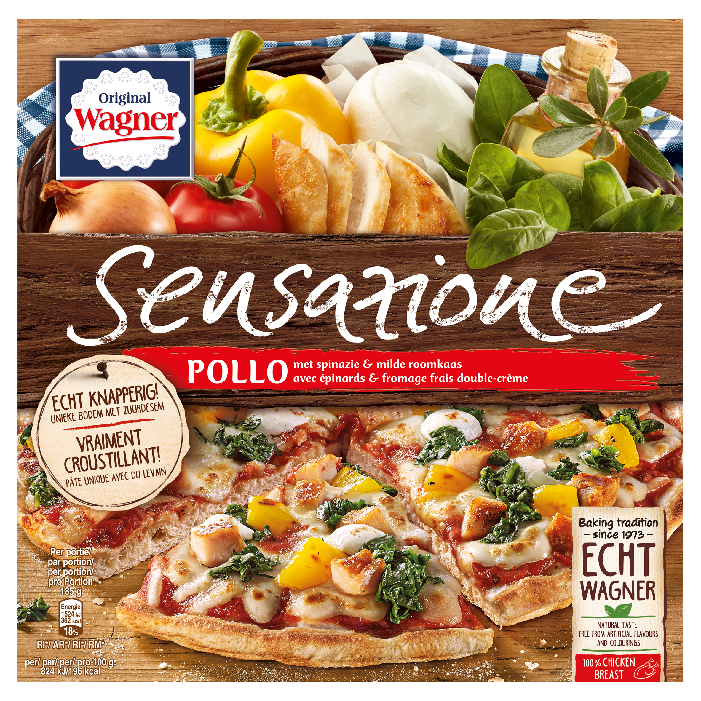 Original Wagner Sensazione Pollo met Spinazie & Milde Roomkaas 370 g