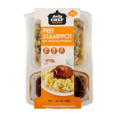 Huismerk Preistamppot hamburger met jus