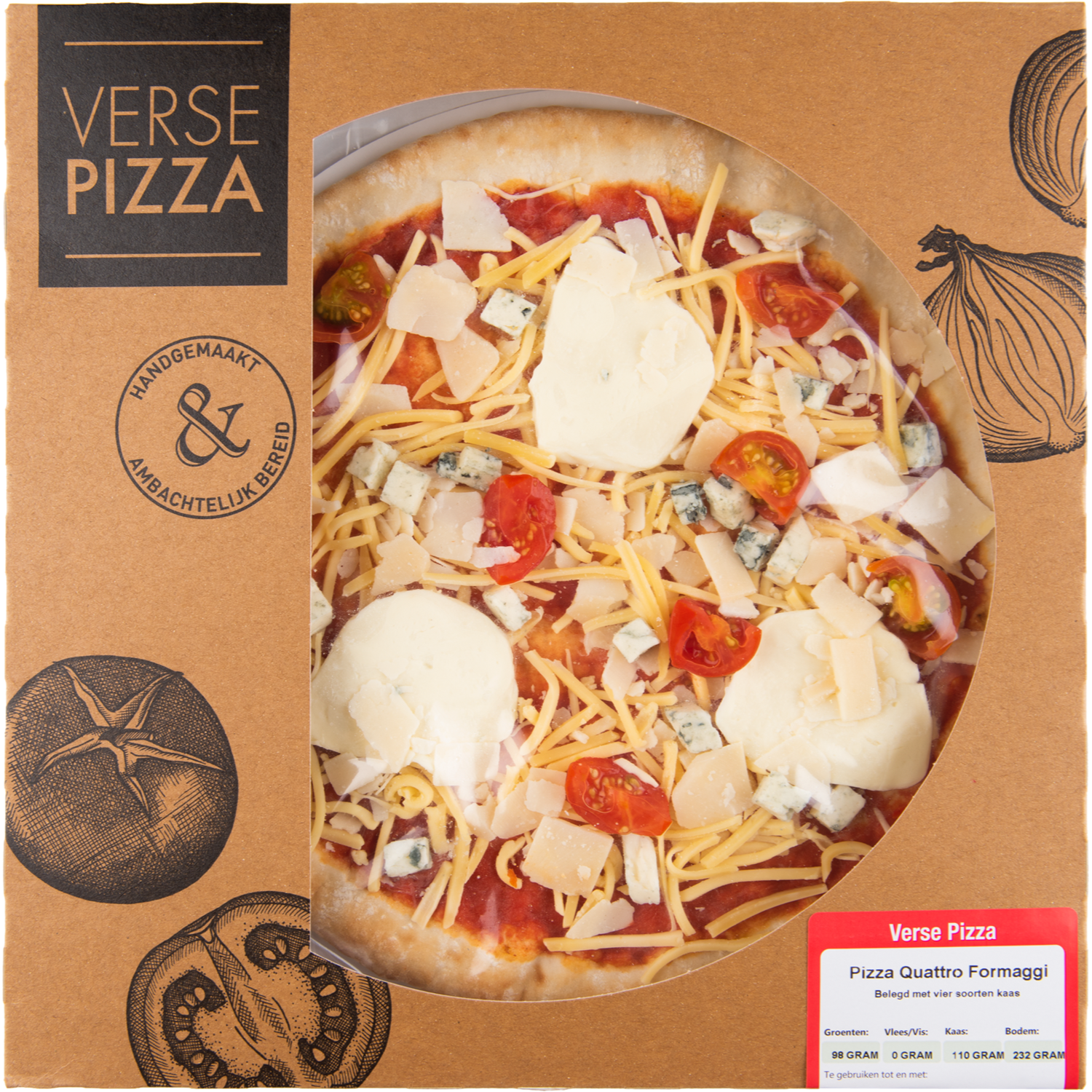Verse pizza quattro formaggi