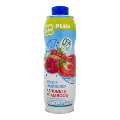 Huismerk Siroop aardbei-framboos 0% suiker