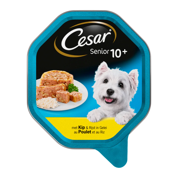 Cesar Hondenvoer Nat Senior Kip & Rijst in Gelei 10+ Jaar Kuipje