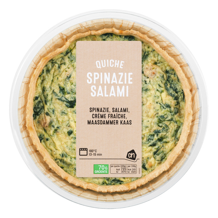 Huismerk Quiche spinazie salami