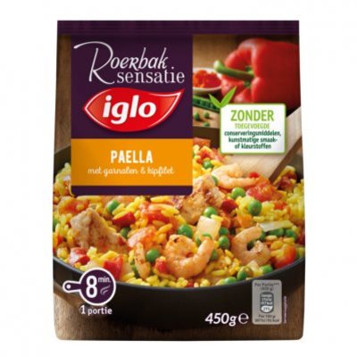 Iglo Roerbaksensatie paella kipfilet garnalen