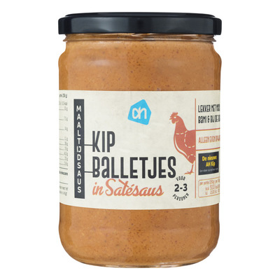 Huismerk Kipballetjes in satésaus