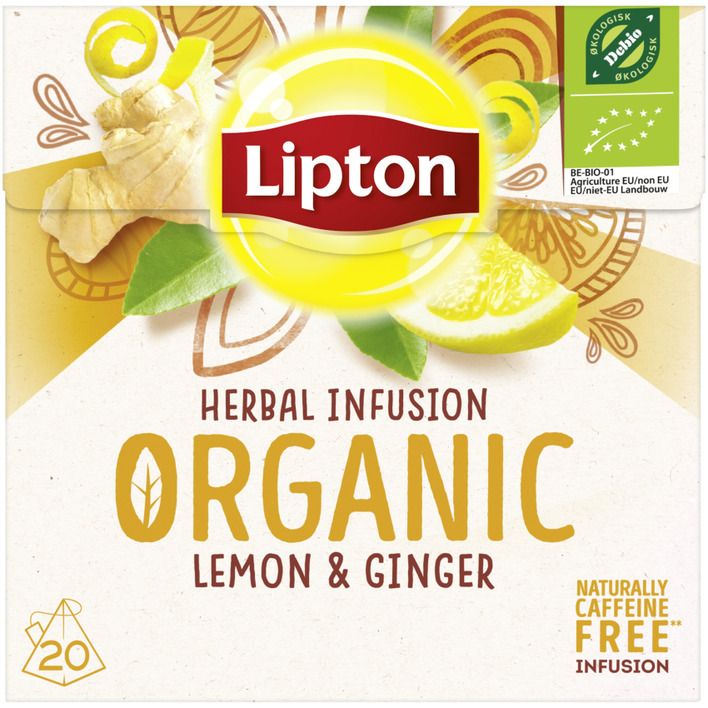 Lipton Infusie organic lemon & ginger thee