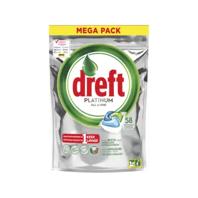 Dreft Platinum Vaatwastabletten Regular 58 Capsules