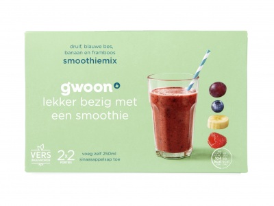 Huismerk Smoothiemix banaan/framboos/druif/bessen